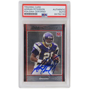 Schwartz Sports Adrian Peterson Signed Minnesota Vikings 2007 Bowman Chrome Football Rookie Trading Card #BC65 (PSA Encapsulated)PETCAR304