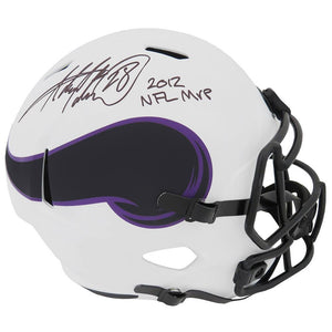 Schwartz Sports Adrian Peterson Signed Minnesota Vikings Lunar Eclipse Riddell Full Size Speed Replica Helmet w/2012 NFL MVPPETREP309