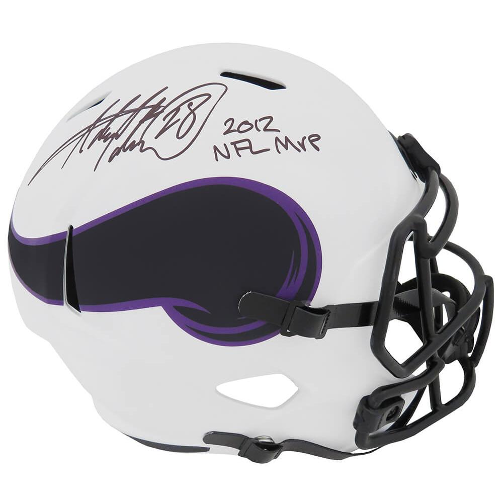 Schwartz Sports Adrian Peterson Signed Minnesota Vikings Lunar Eclipse Riddell Full Size Speed Replica Helmet w/2012 NFL MVPPETREP309
