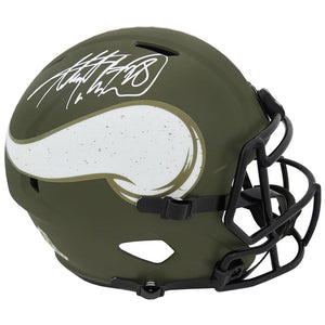 Schwartz Sports Adrian Peterson Signed Minnesota Vikings Salute To Service Riddell Full Size Speed Replica HelmetPETREP310