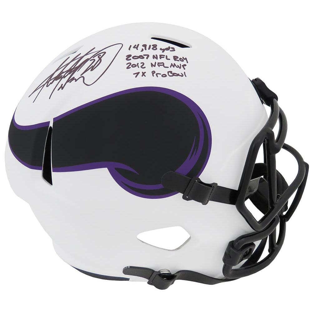 Schwartz Sports Adrian Peterson Signed Minnesota Vikings Lunar Eclipse Riddell Full Size Speed Replica Helmet w/4 InscriptionsPETREP311