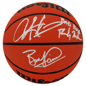 Schwartz Sports Bill Laimbeer, Dennis Rodman & Rick Mahorn Signed Wilson I/O NBA Basketball w/Bad BoysPISBSK200