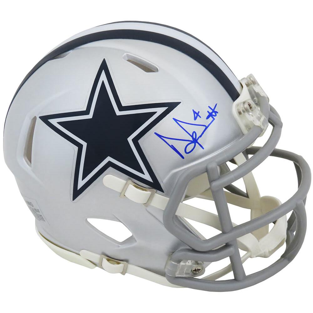 Schwartz Sports Dak Prescott Signed Dallas Cowboys Riddell Speed Mini HelmetPREMIN304