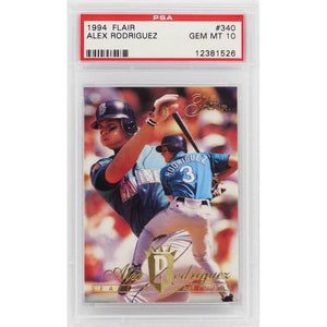 Schwartz Sports Alex Rodriguez (Seattle Mariners) 1994 Flair Baseball #340 RC Rookie Card - PSA 10 GEM MINTPS1AR94F1