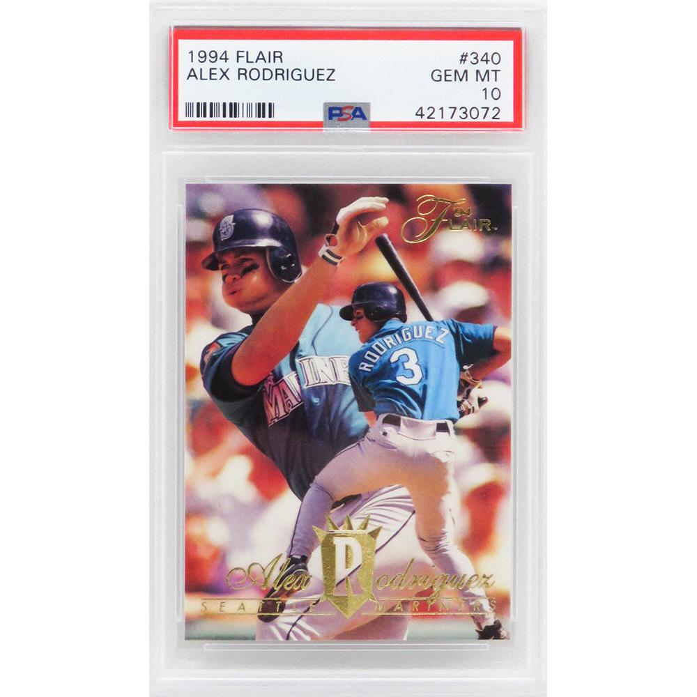 Schwartz Sports Alex Rodriguez (Seattle Mariners) 1994 Flair Baseball #340 RC Rookie Card - PSA 10 GEM MINT (New Label)PS1AR94F2