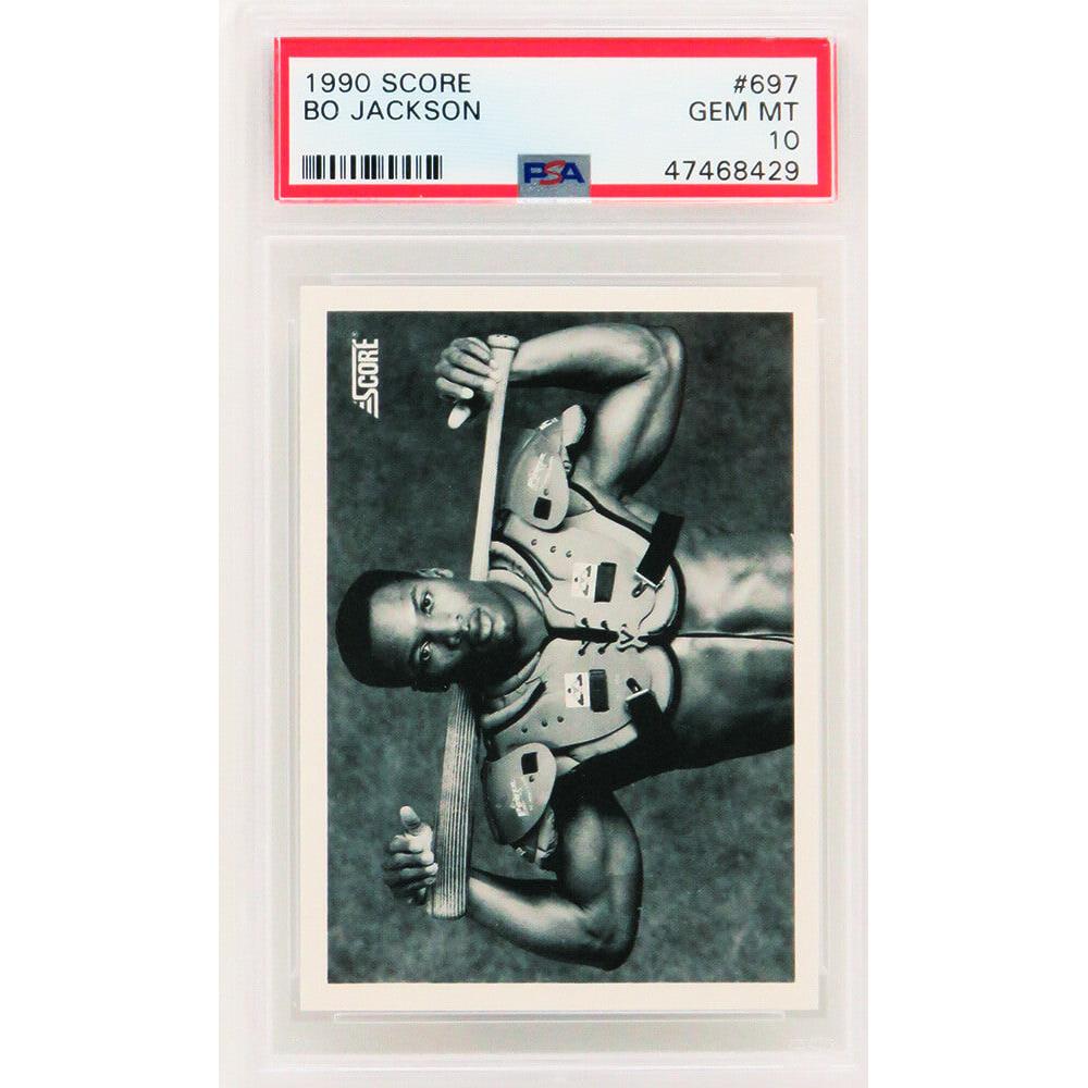 Schwartz Sports Bo Jackson 1990 Score Baseball #697 B&W Bat On Shoulder Pads Card - PSA 10 GEM MINTPS1BJ90S1