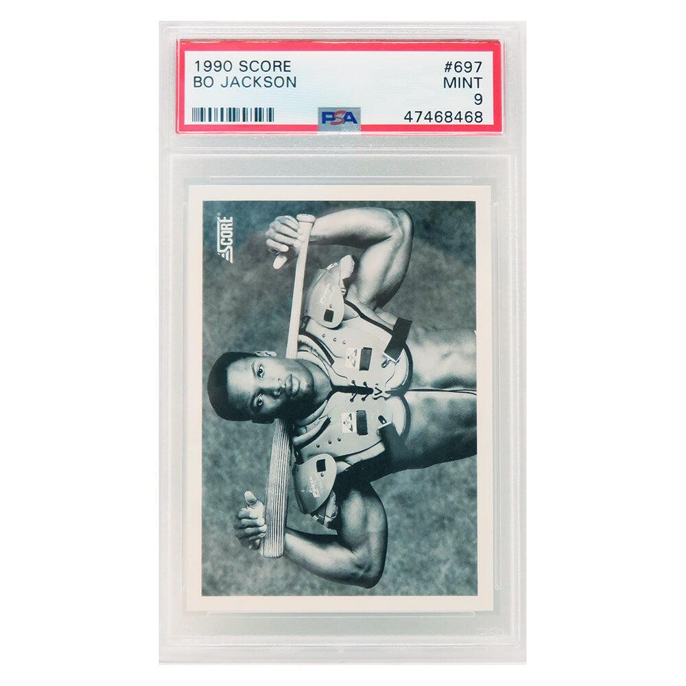 Schwartz Sports Bo Jackson 1990 Score Baseball #697 B&W Bat On Shoulder Pads Card - PSA 9 MINTPS1BJ90S9