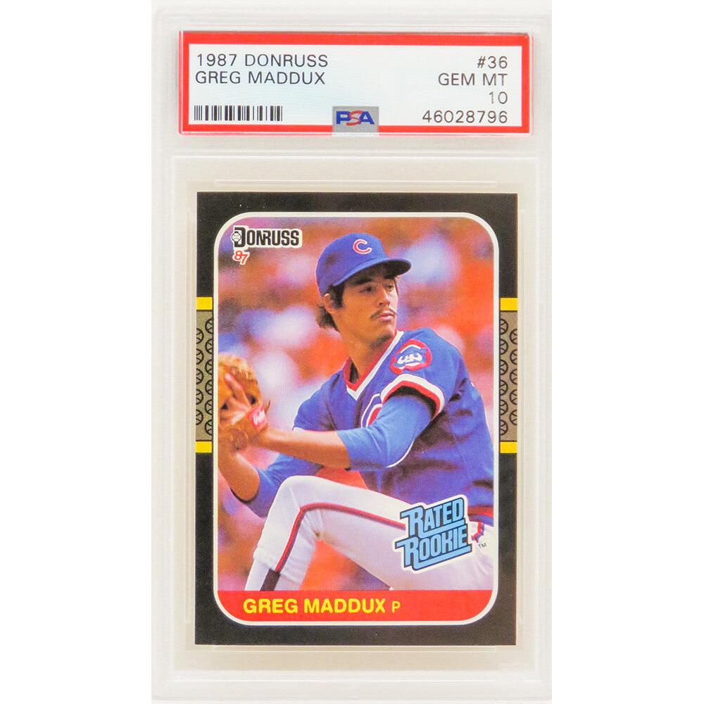 Schwartz Sports Greg Maddux (Chicago Cubs) 1987 Donruss Baseball #36 RC Rated Rookie Card - PSA 10 GEM MINTPS1GM87D1
