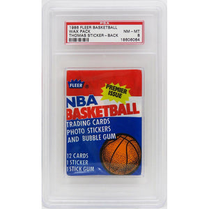 Schwartz Sports 1986 Fleer Basketball Wax Pack - (Encapsulated / Graded PSA 8) (Isiah Thomas RC Sticker On Back) (Michael Jordan RC??)PS286FTS8