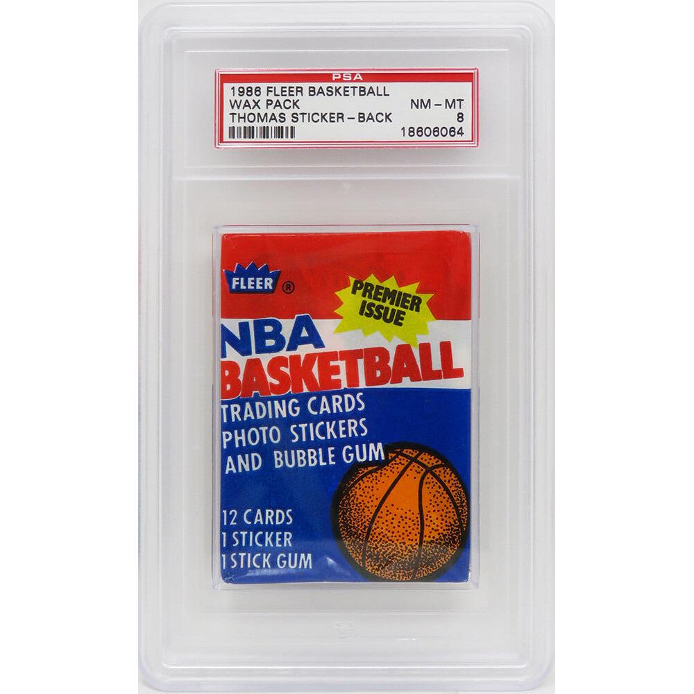 Schwartz Sports 1986 Fleer Basketball Wax Pack - (Encapsulated / Graded PSA 8) (Isiah Thomas RC Sticker On Back) (Michael Jordan RC??)PS286FTS8