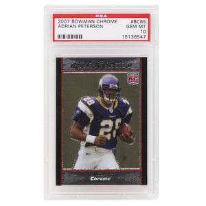 Schwartz Sports Adrian Peterson (Minnesota Vikings) 2007 Bowman Chrome #BC65 RC Rookie Card - PSA 10 GEM MINTPS3AP07B1