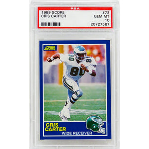 Schwartz Sports Cris Carter (Philadelphia Eagles) 1989 Score Football #72 RC Rookie Card - PSA 10 GEM MINTPS3CC89S1