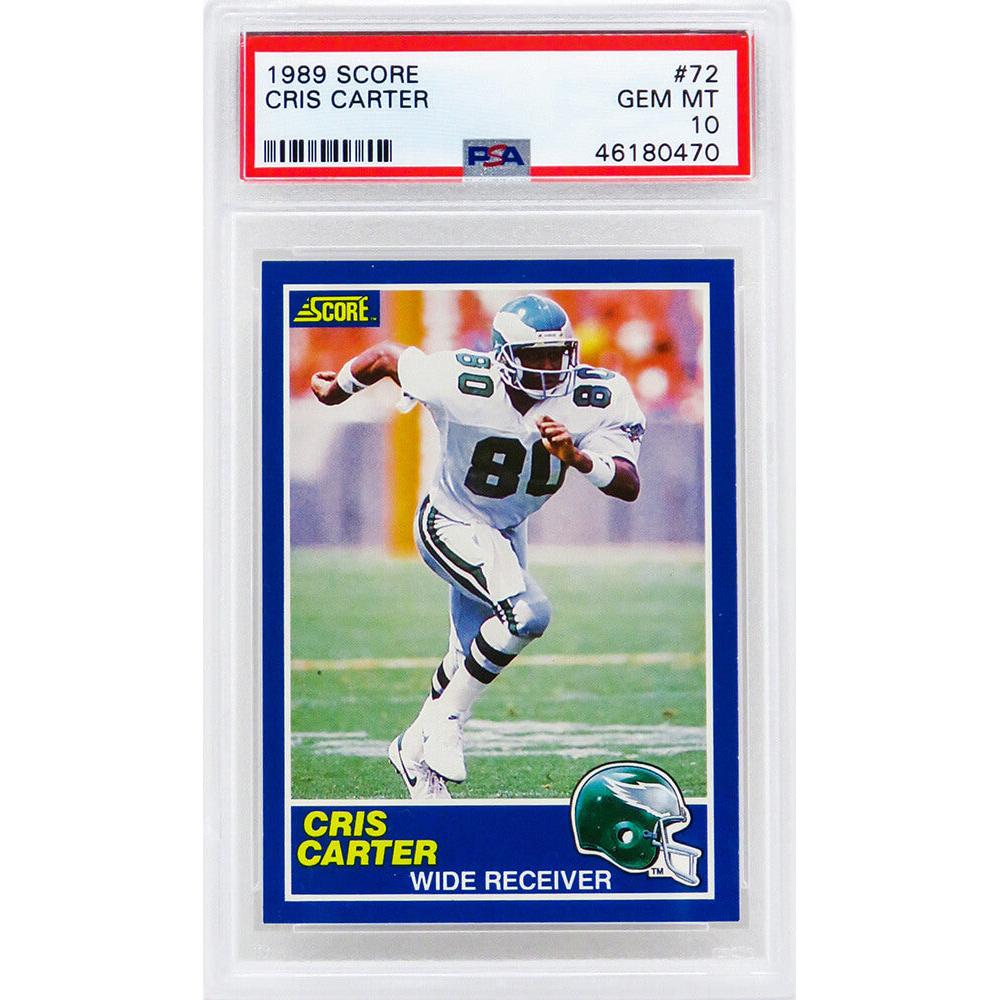 Schwartz Sports Cris Carter (Philadelphia Eagles) 1989 Score Football #72 RC Rookie Card - PSA 10 GEM MINT (New Label)PS3CC89S2