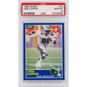 Schwartz Sports Cris Carter (Philadelphia Eagles) 1989 Score Football #72 RC Rookie Card - PSA 10 GEM MINT (Silver Label)PS3CC89S3