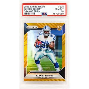 Schwartz Sports Ezekiel Elliott (Dallas Cowboys) 2016 Panini Prizm Football #238 Orange Prizm RC Rookie Card - PSA 10 GEM MINTPS3EE16P2