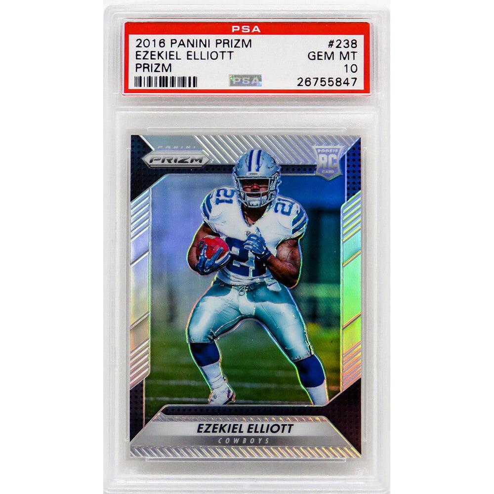 Schwartz Sports Ezekiel Elliott (Dallas Cowboys) 2016 Panini Prizm Football #238 Prizm RC Rookie Card - PSA 10 GEM MINT (Silver Label)PS3EE16P3