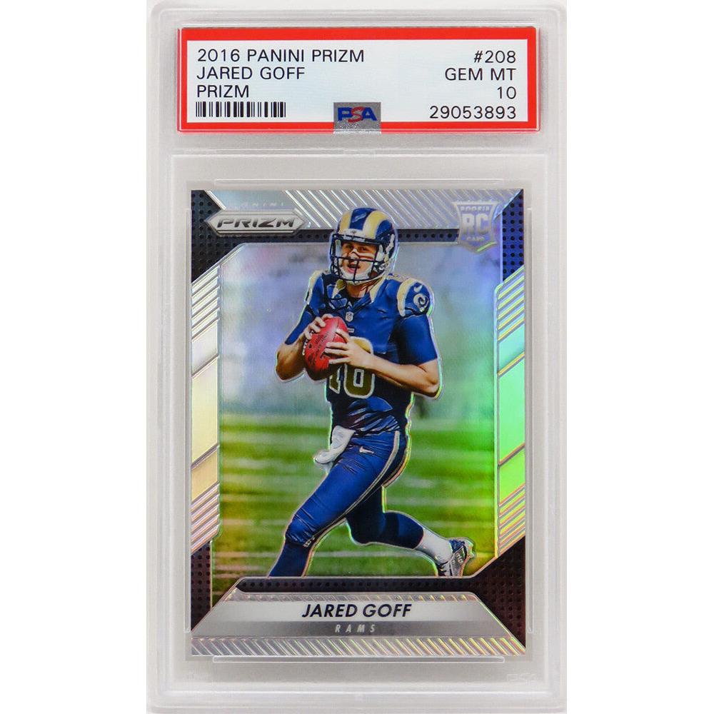 Schwartz Sports Jared Goff (Los Angeles Rams) 2016 Panini Prizm Football #208 Prizm RC Rookie Card - PSA 10 GEM MINTPS3JG16P1