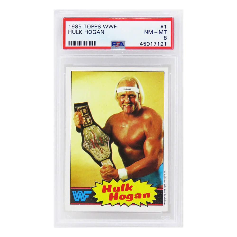 Schwartz Sports Hulk Hogan 1985 Topps WWF Pro Wrestling Stars (Yellow Background) RC Rookie Card #1 - PSA 8 NM-MTPS5HH85T1