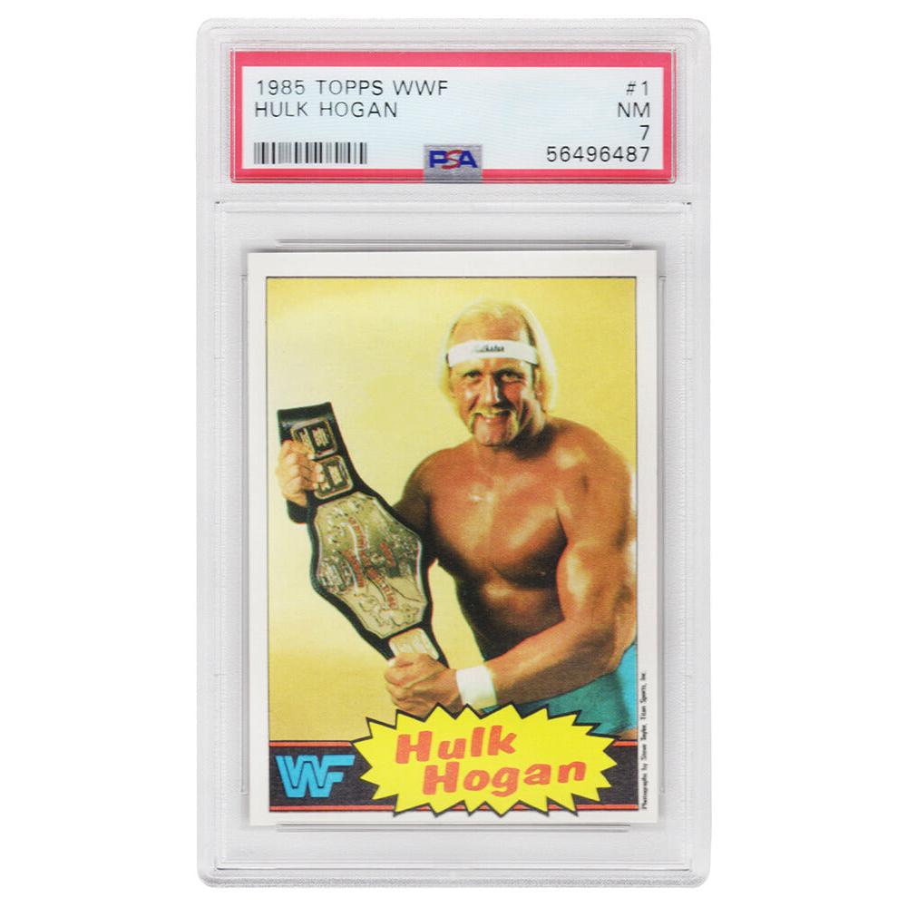 Schwartz Sports Hulk Hogan 1985 Topps WWF Pro Wrestling Stars (Yellow Background) Rookie Card #1 - (PSA 7 - NM)PS5HH85T4