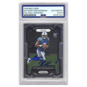 Schwartz Sports Anthony Richardson Signed Indianapolis Colts 2023 Panini Prizm Rookie Football Card #343 (PSA Encapsulated)RICCAR320