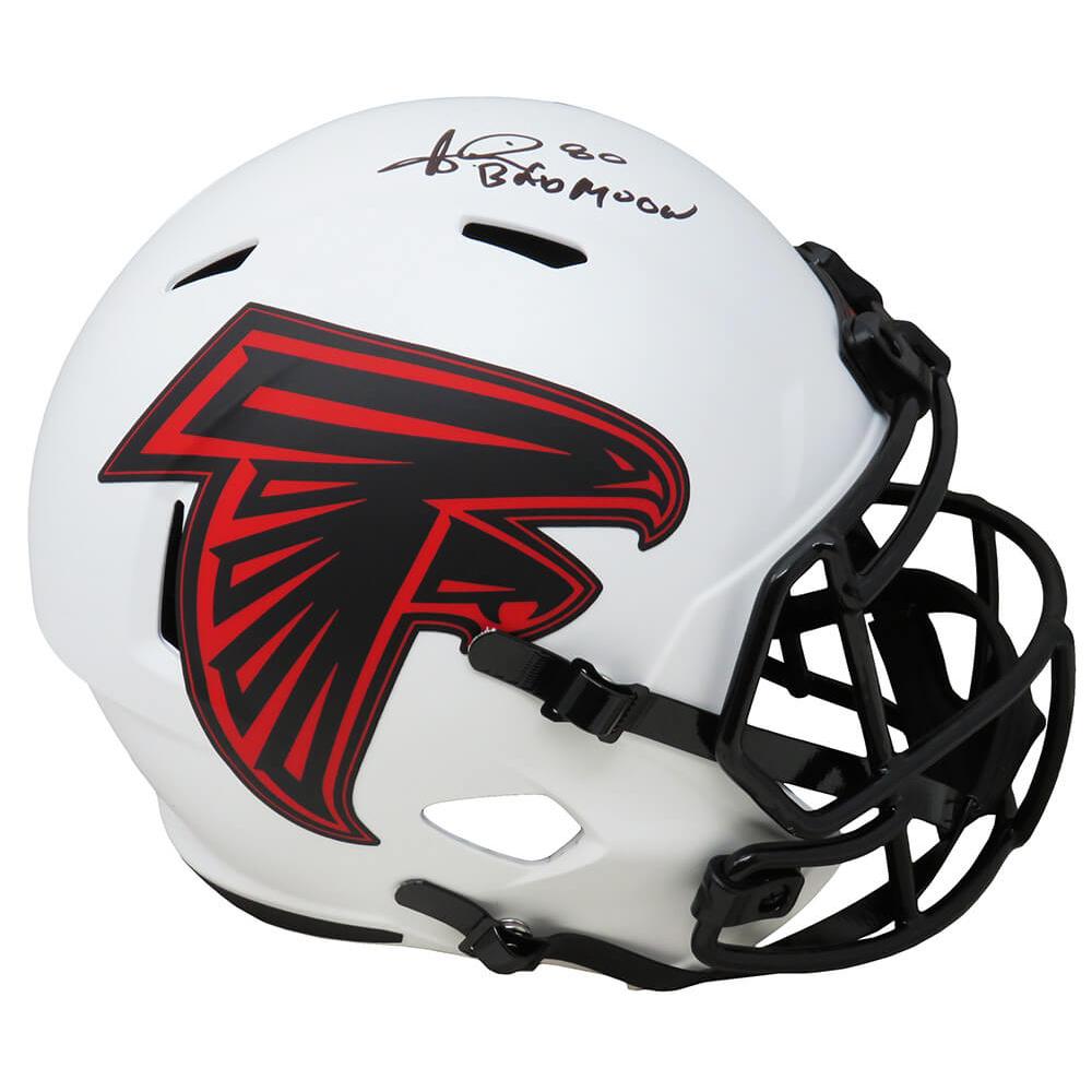 Schwartz Sports Andre Rison Signed Atlanta Falcons Lunar Eclipse White Matte Riddell Full Size Speed Replica Helmet w/Bad MoonRISREP322