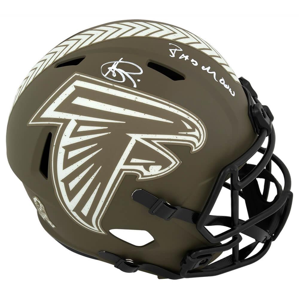 Schwartz Sports Andre Rison Signed Atlanta Falcons Salute to Service Riddell Full Size Speed Replica Helmet w/Bad MoonRISREP329