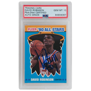 Schwartz Sports David Robinson Signed San Antonio Spurs 1990-91 Fleer All-Star Basketball Sticker Card #10 - (PSA- Auto Grade 10)ROBCAR202
