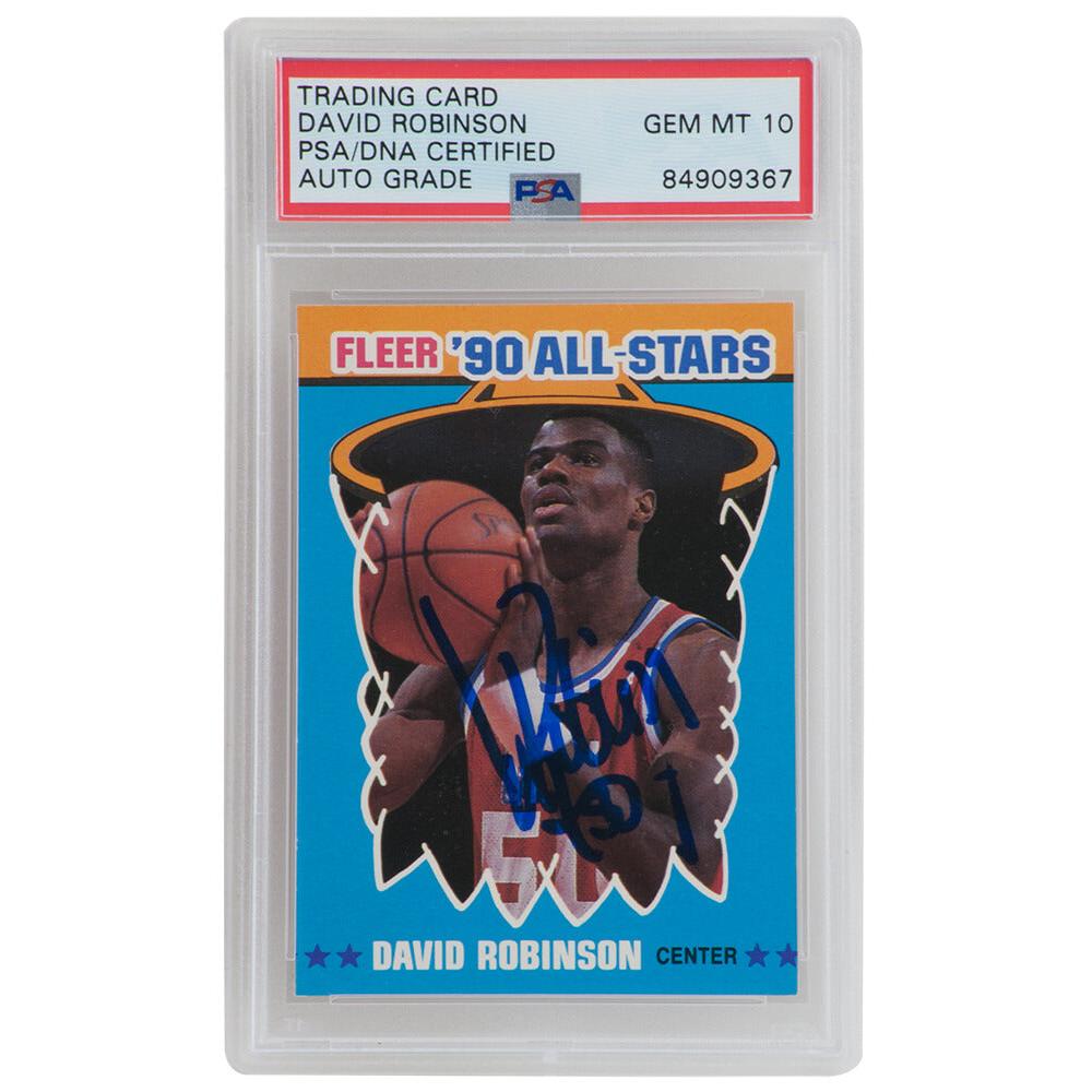 Schwartz Sports David Robinson Signed San Antonio Spurs 1990-91 Fleer All-Star Basketball Sticker Card #10 - (PSA- Auto Grade 10)ROBCAR202