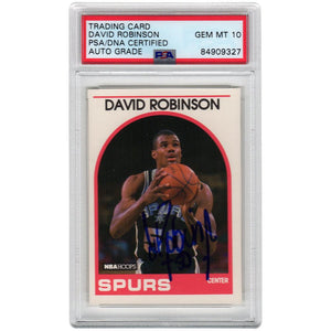 Schwartz Sports David Robinson Signed San Antonio Spurs 1989-90 NBA Hoops Basketball Rookie Card #310 - (PSA - Auto Grade 10)ROBCAR203