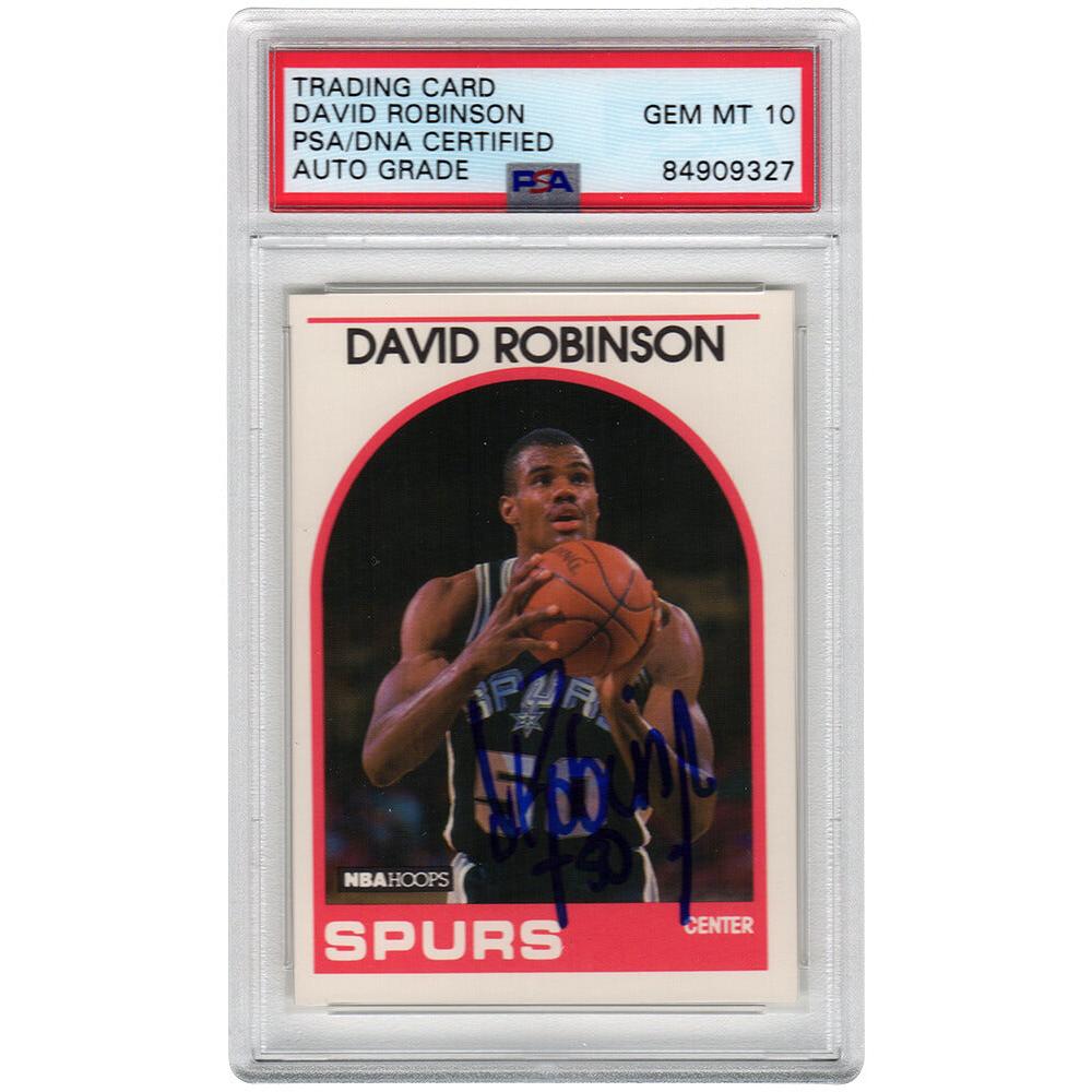 Schwartz Sports David Robinson Signed San Antonio Spurs 1989-90 NBA Hoops Basketball Rookie Card #310 - (PSA - Auto Grade 10)ROBCAR203