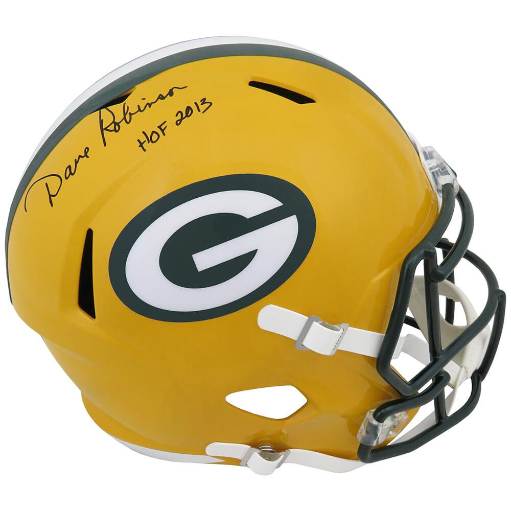 Schwartz Sports Dave Robinson Signed GB Packers Riddell Full Size Speed Replica Helmet w/HOF 2013ROBREP316