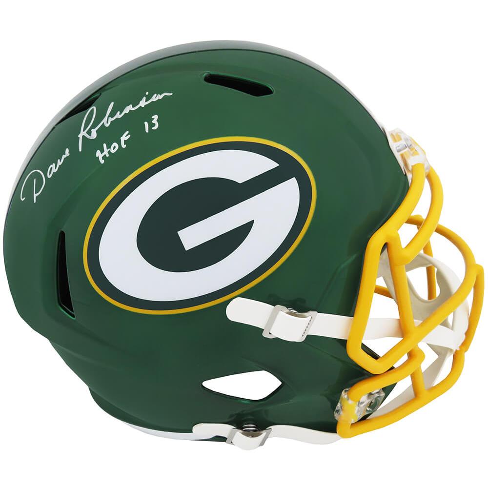 Schwartz Sports Dave Robinson Signed Green Bay Packers FLASH Riddell Full Size Speed Replica Helmet w/HOF 2013ROBREP317