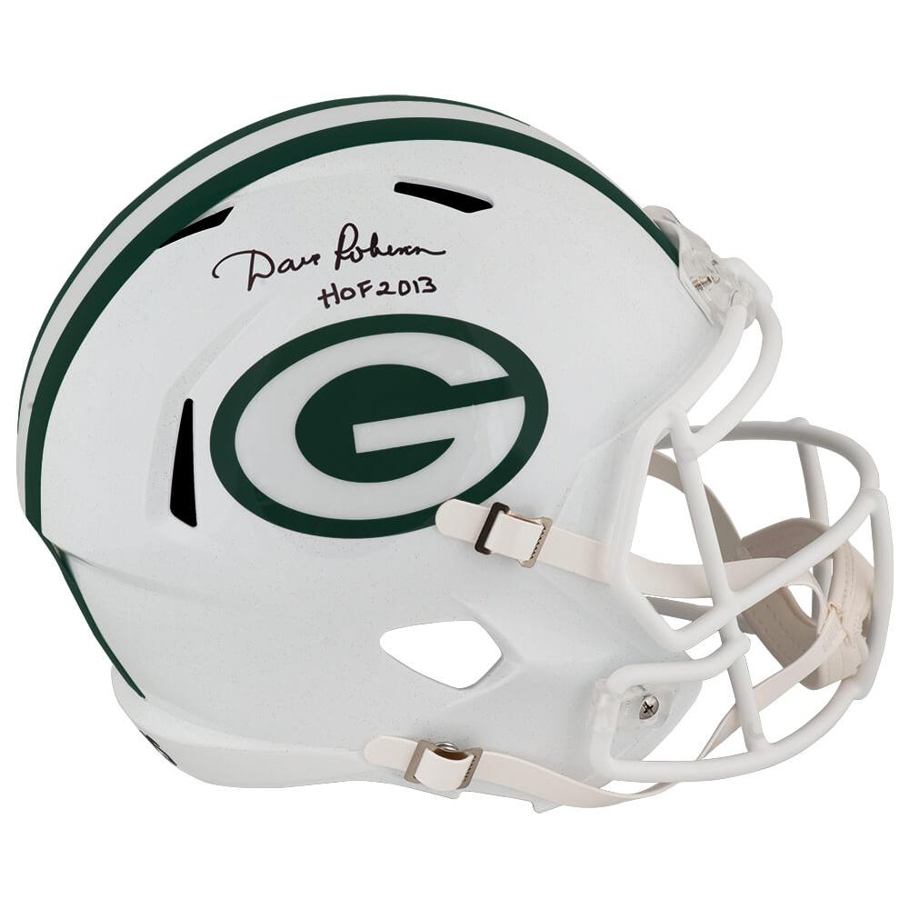 Schwartz Sports Dave Robinson Signed Green Bay Packers 2024 Alternate White Riddell Full Size Speed Replica Helmet w/HOF 2013ROBREP319