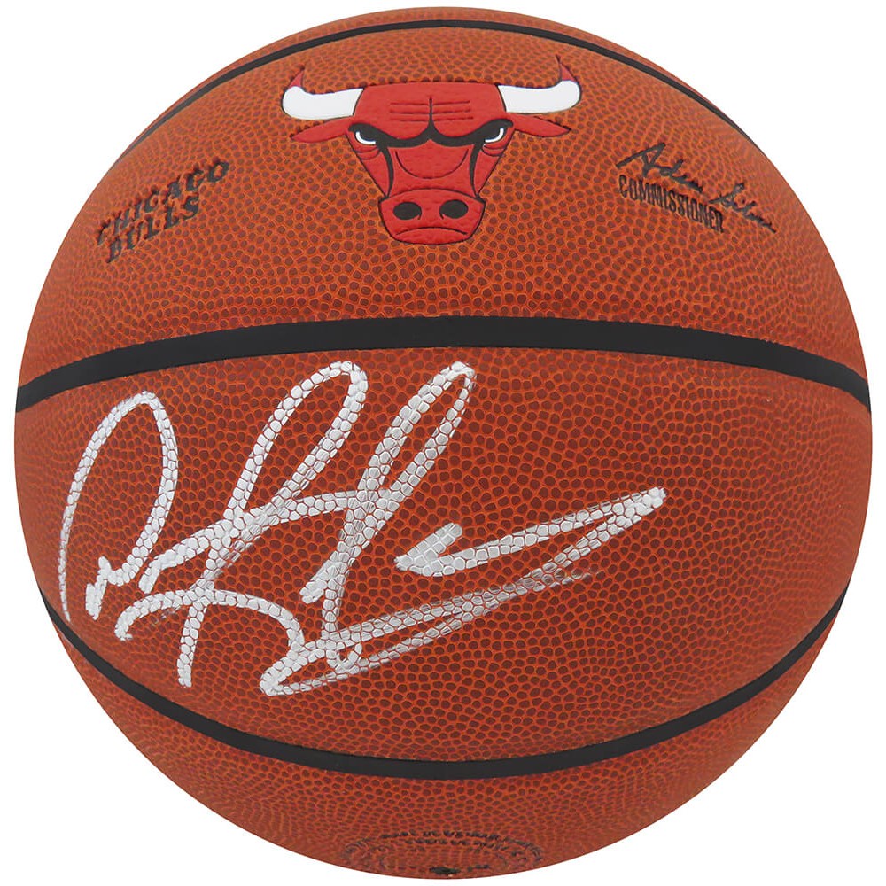 Schwartz Sports Dennis Rodman Signed Wilson Chicago Bulls Logo NBA Basketball RODBSK230