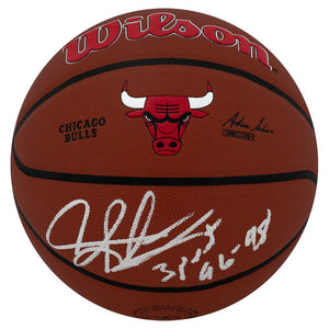 Schwartz Sports Dennis Rodman Signed Chicago Bulls Logo Wilson Alliance NBA Basketball w/3-Peat 96-98RODBSK237