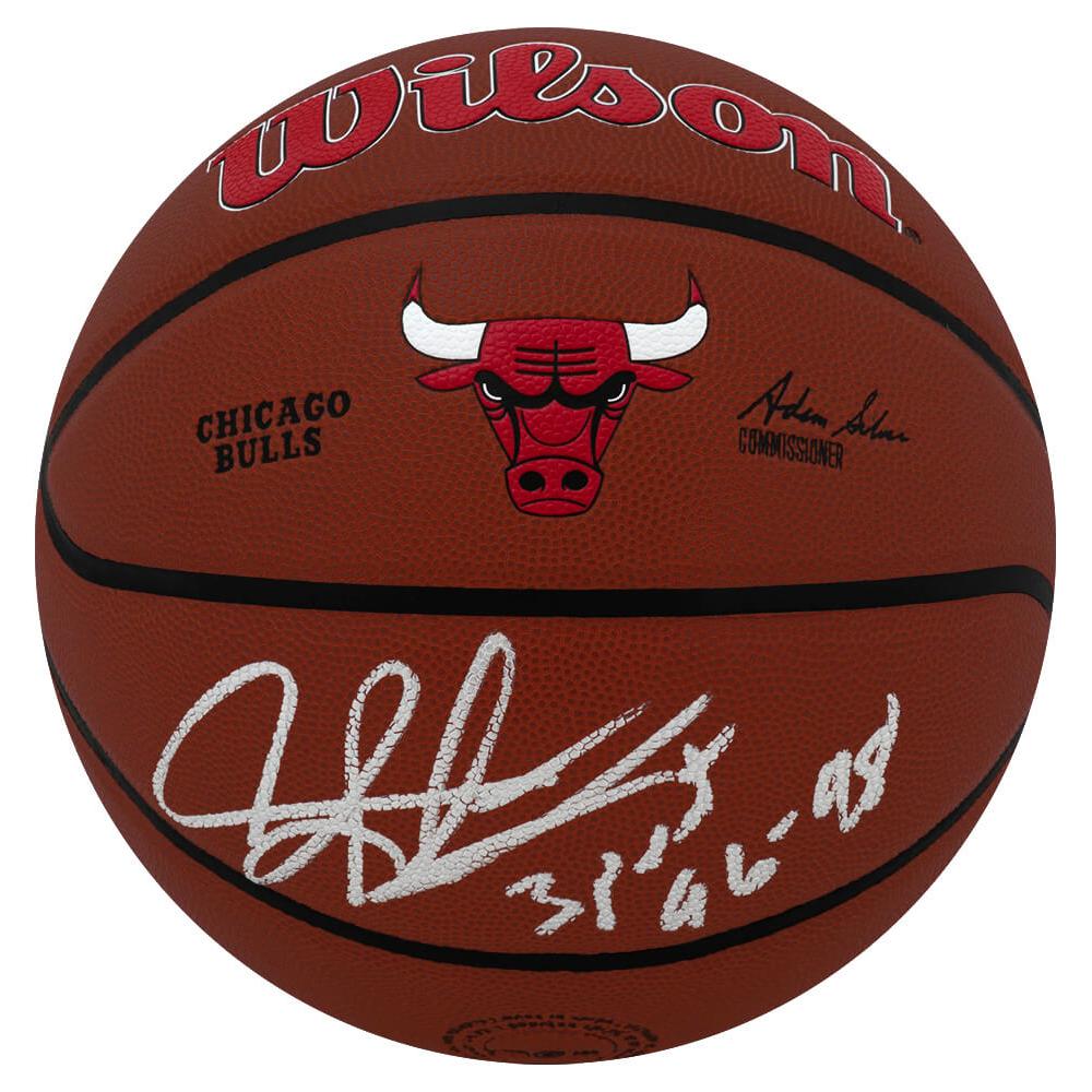 Schwartz Sports Dennis Rodman Signed Chicago Bulls Logo Wilson Alliance NBA Basketball w/3-Peat 96-98RODBSK237