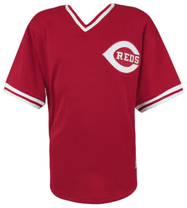 Schwartz Sports Pete Rose Signed Cincinnati Reds M&N Red Throwback 1984 Style Batting Practice Jersey w/Hit King ROSJRY103