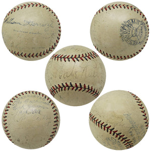 Schwartz Sports Babe Ruth & Lou Gehrig, 1933 WS Champs NY Yankees Team Signed Official AL Baseball w/23 Members (JSA)RUTBSB100