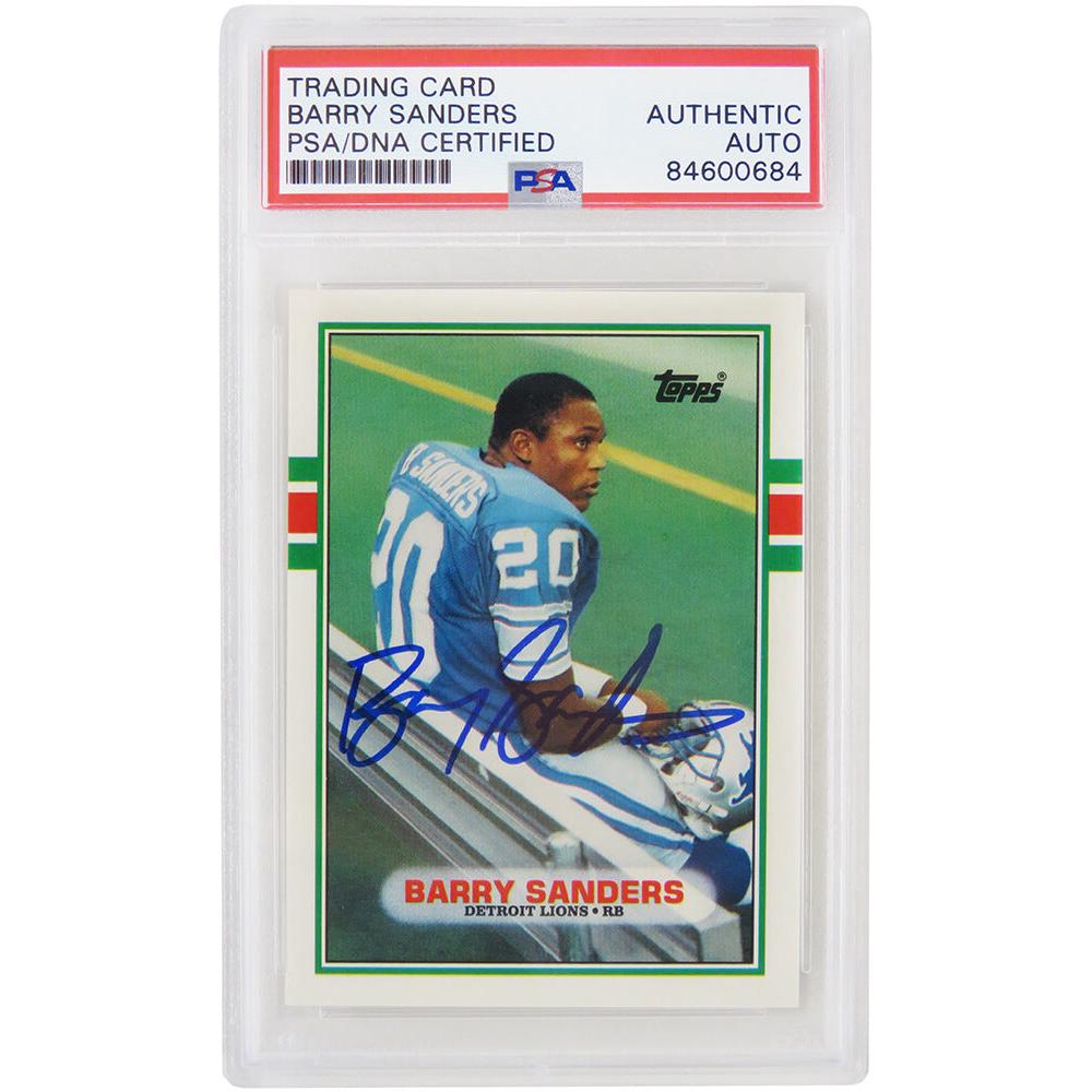 Schwartz Sports Barry Sanders Signed Detroit Lions 1989 Topps Rookie Card #83T - (PSA/DNA Encapsulated)SANCAR323