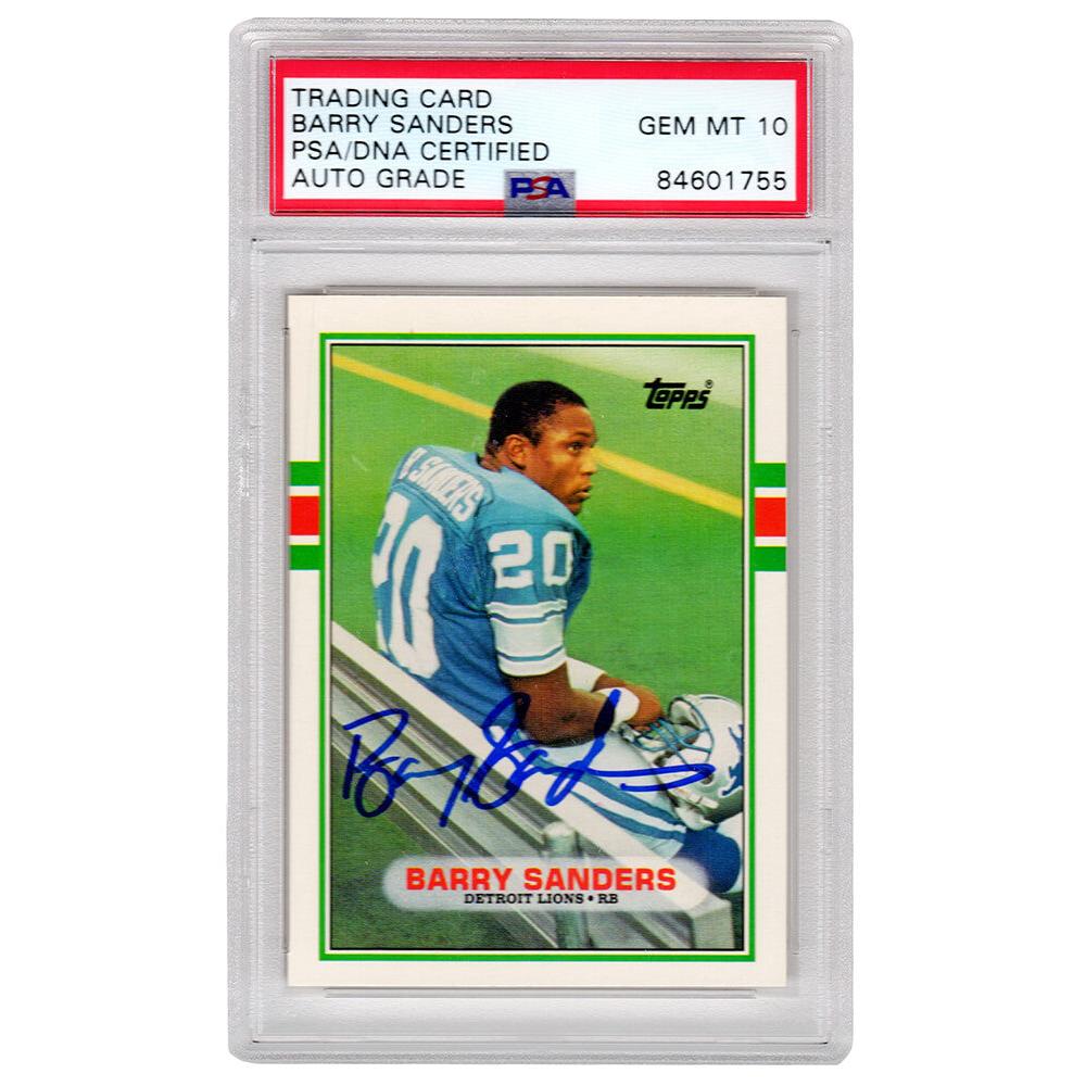 Schwartz Sports Barry Sanders Signed Detroit Lions 1989 Topps Rookie Card #83T - (PSA/DNA / Auto Grade 10)SANCAR324