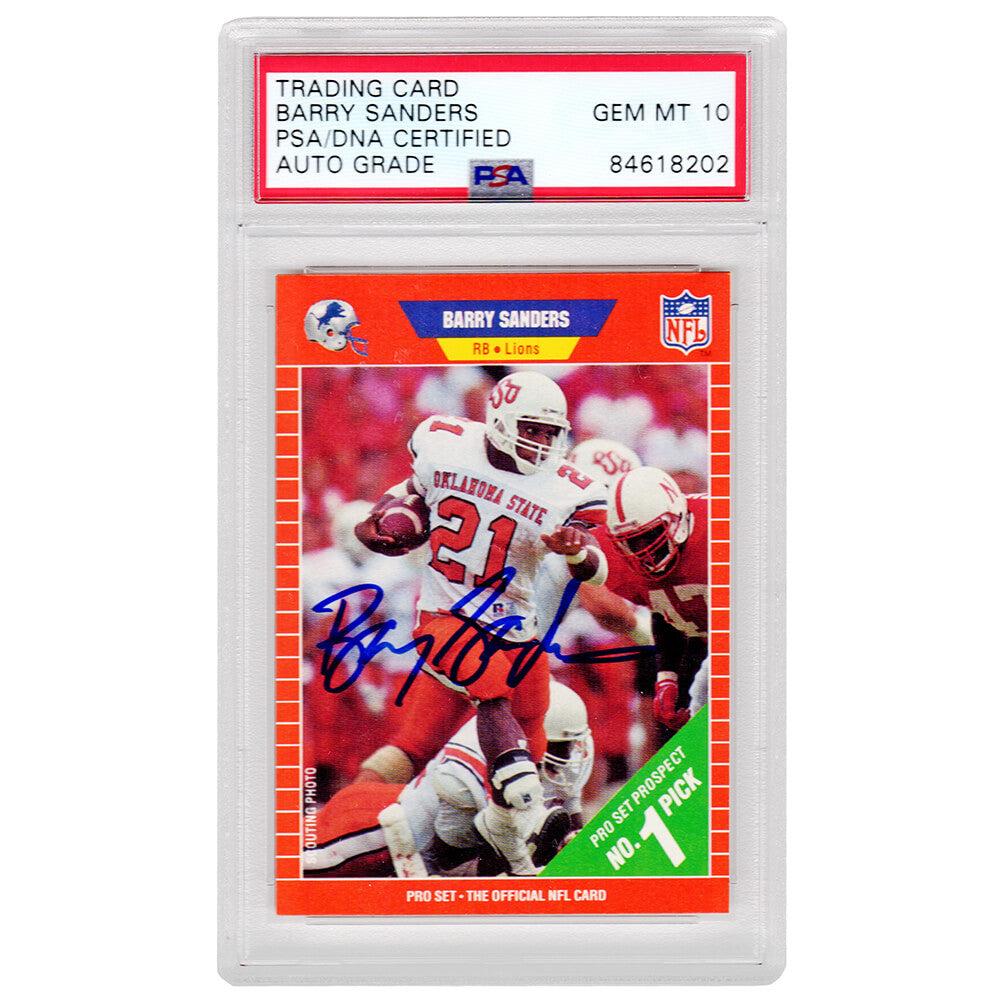 Schwartz Sports Barry Sanders Signed Oklahoma State 1989 Pro Set Football Rookie Card #494 - (PSA/DNA / Auto Grade 10)SANCAR325