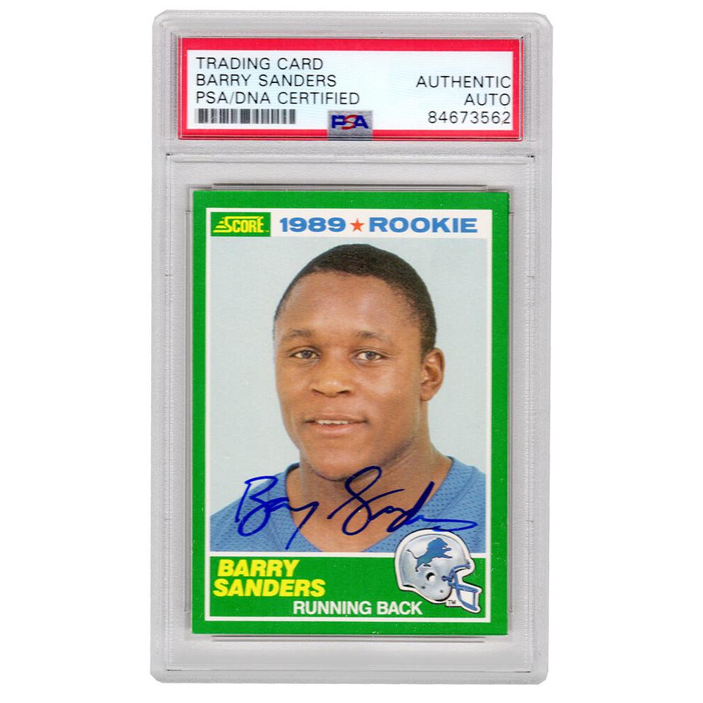 Schwartz Sports Barry Sanders Signed Detroit Lions 1989 Score Rookie Football Trading Card #257 (PSA Encapsulated)SANCAR326