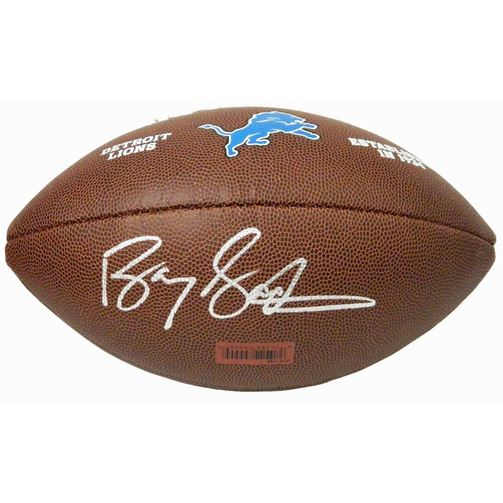 Schwartz Sports Barry Sanders Signed Detroit Lions Logo Wilson FootballSANFTB306