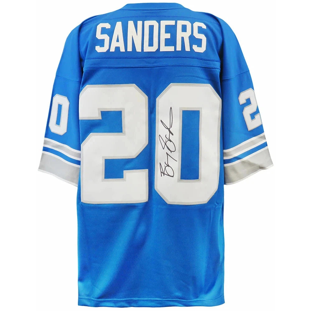 Schwartz Sports Barry Sanders Signed Detroit Lions Blue 1996 Throwback M&N NFL Legacy Football Jersey SANJRY317