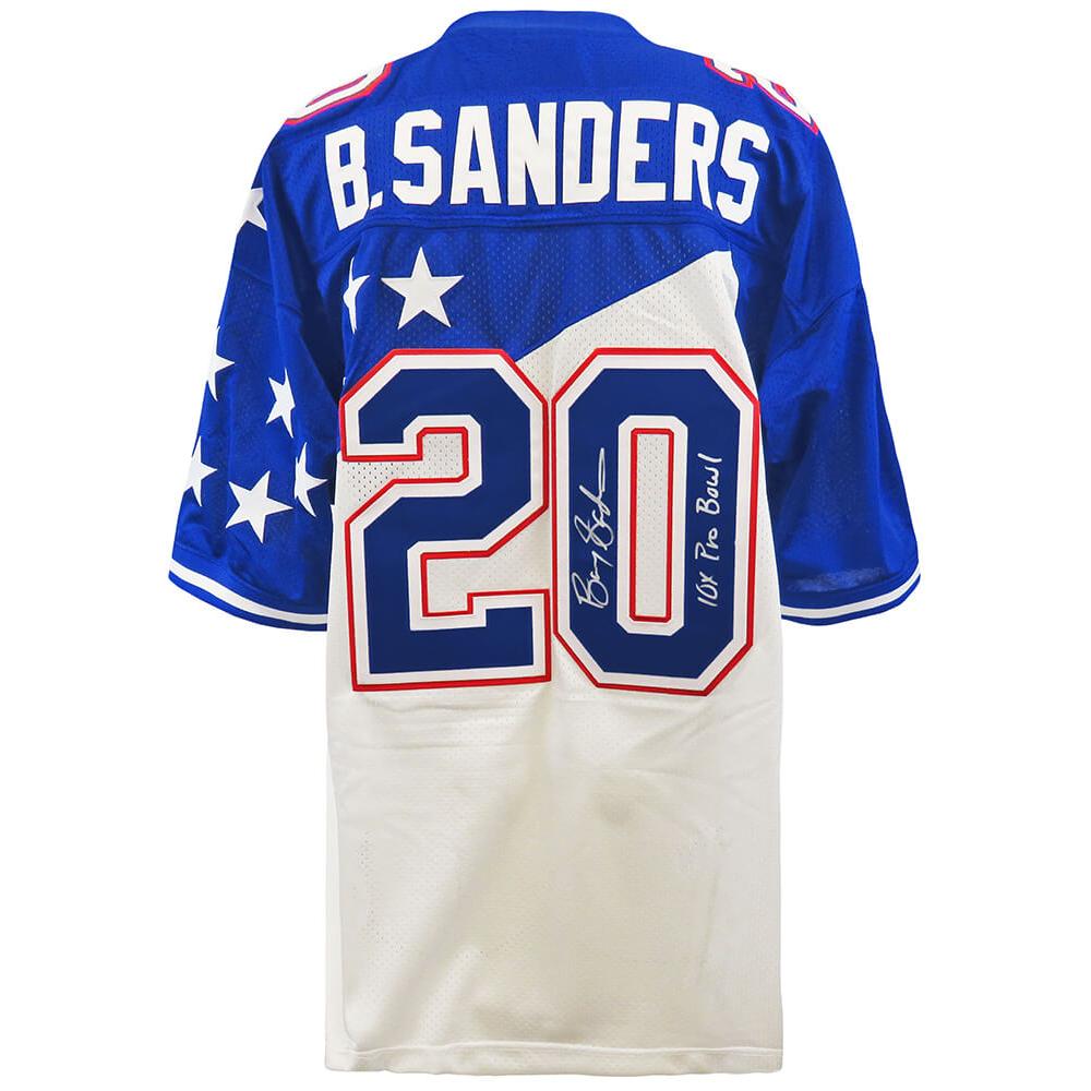 Schwartz Sports Barry Sanders Signed 1995 Pro Bowl White M&N Authentic Football Jersey w/10x Pro BowlSANJRY321