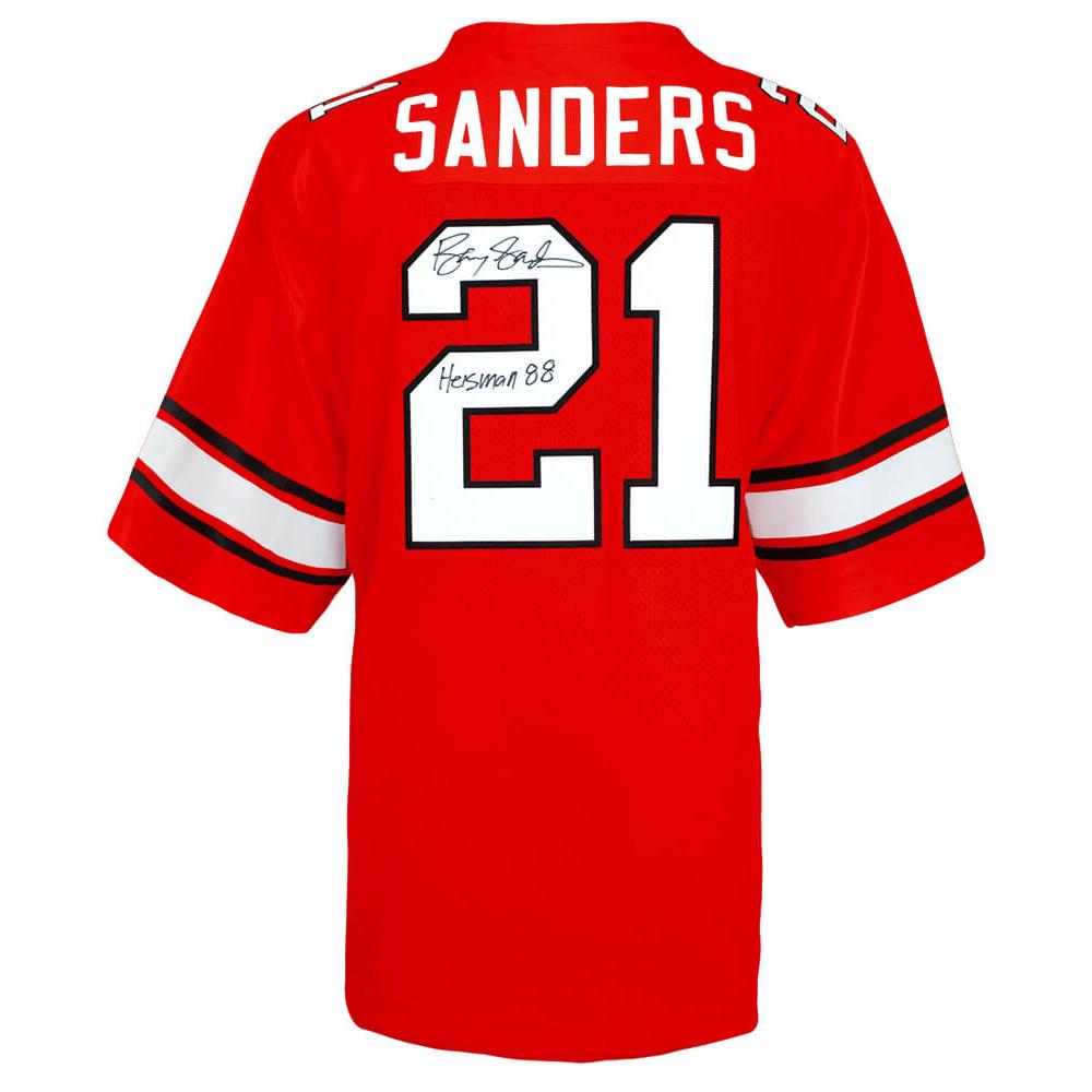 Schwartz Sports Barry Sanders Signed Oklahoma State Cowboys Throwback Orange The Retro Brand Football Jersey w/Heisman'88SANJRY325