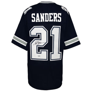Schwartz Sports Deion Sanders Signed Navy Throwback Custom Football Jersey (Beckett)SANJRY356