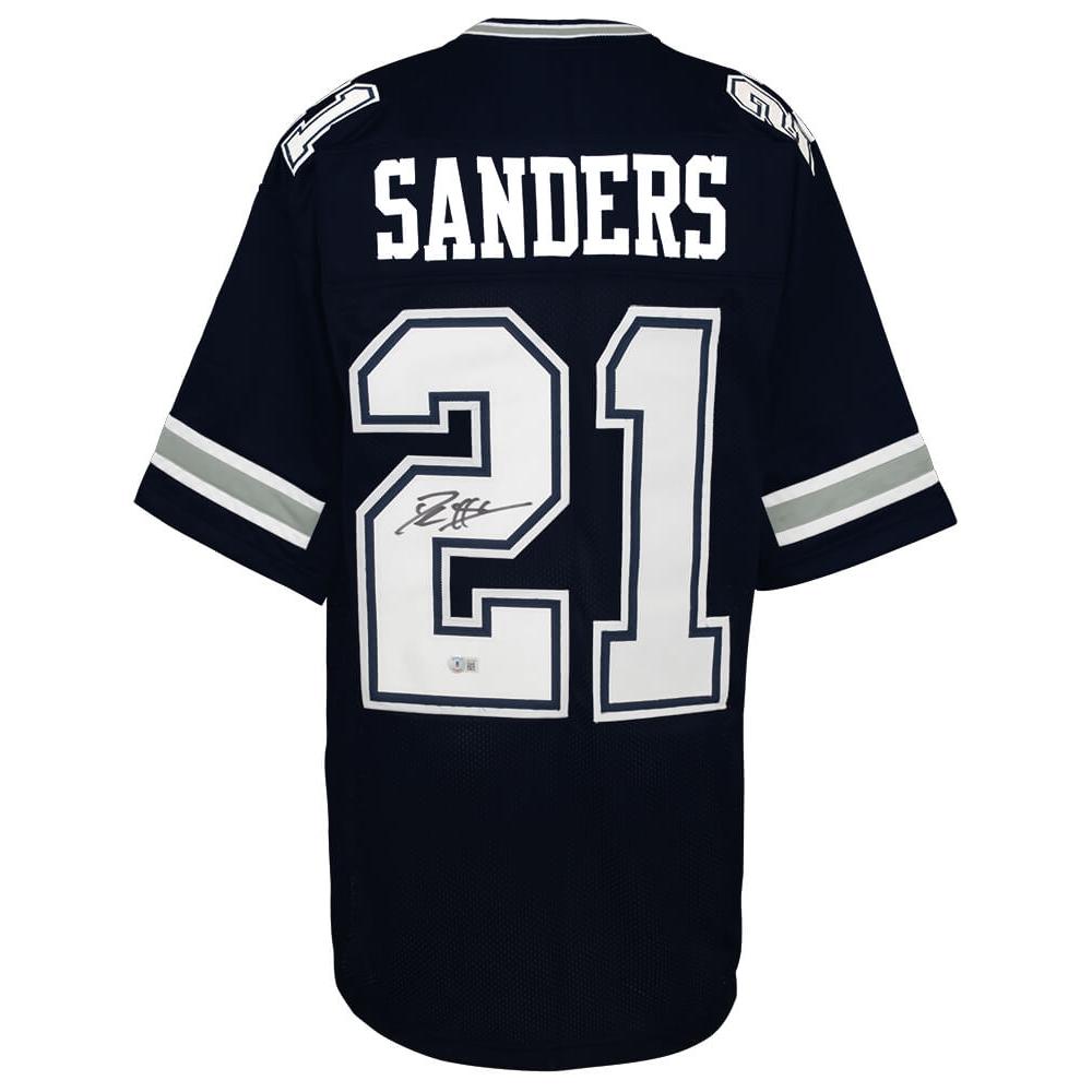 Schwartz Sports Deion Sanders Signed Navy Throwback Custom Football Jersey (Beckett)SANJRY356