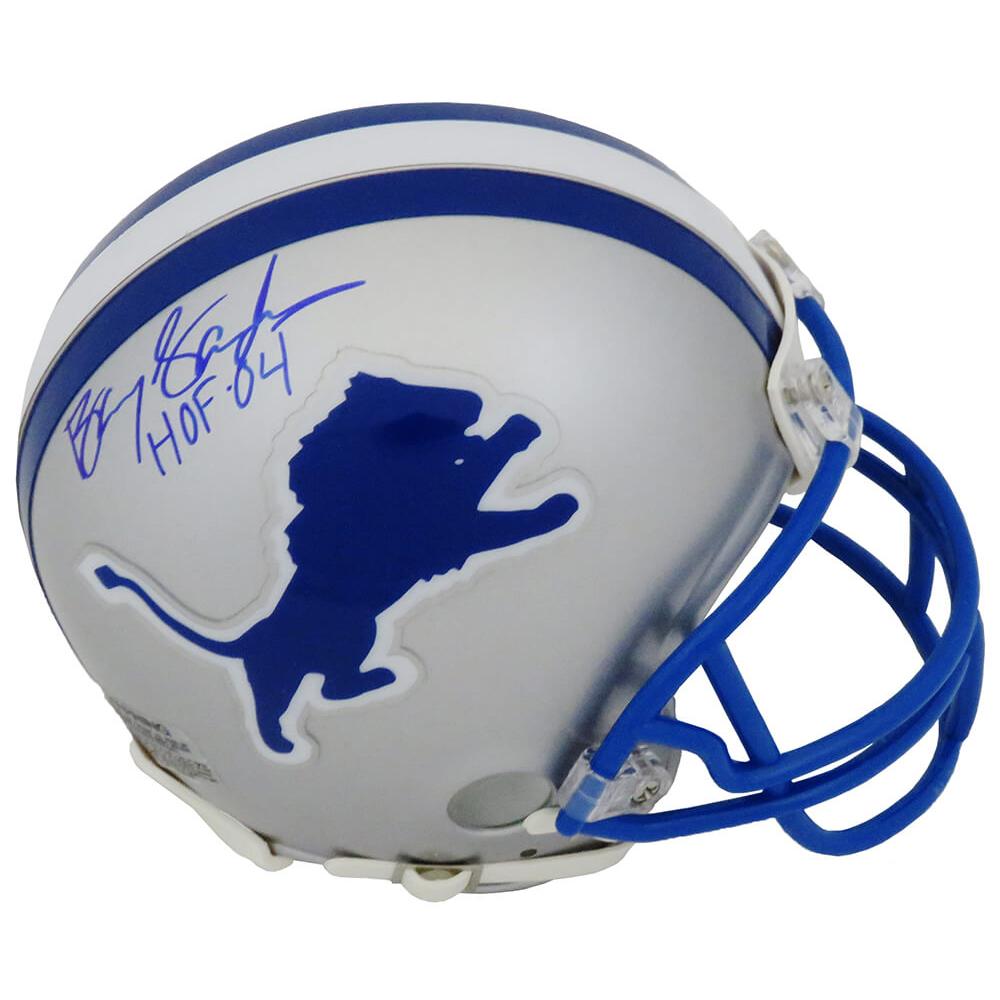 Schwartz Sports Barry Sanders Signed Detroit Lions Riddell Throwback Mini Helmet w/HOF 04SANMIN302