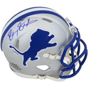 Schwartz Sports Barry Sanders Signed Detroit Lions Throwback Riddell Speed Mini HelmetSANMIN329